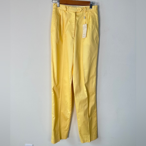 Vintage Yellow Highwaisted Pleated Front Trouser Pants By Rafaella Size 10 - Picture 2 of 9